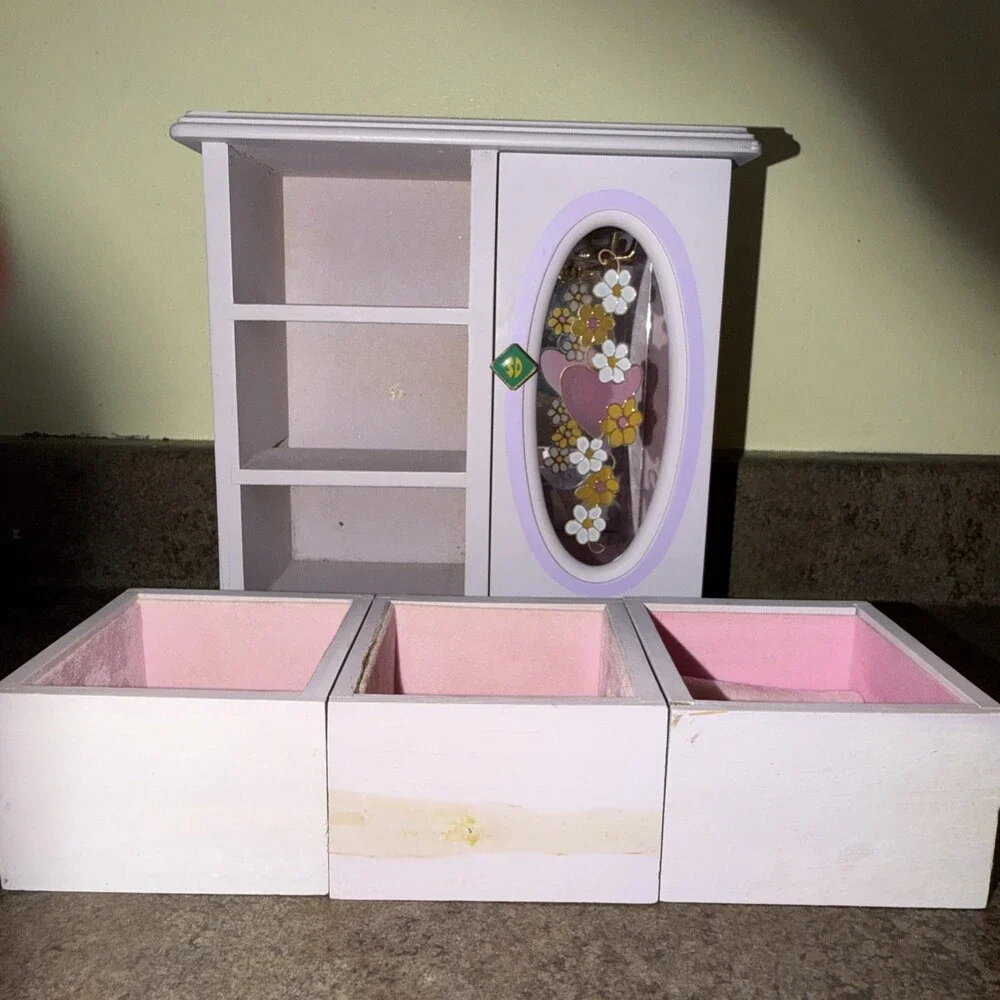 1999 Vintage Y2K Scooby-Doo Wood Glass Jewelry Box Dresser Rare Cartoon Network